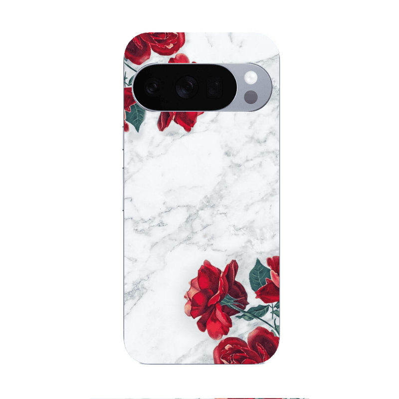 Google Pixel 10 Pro XL Marble and roses Transparent Silicone TPU Θήκη